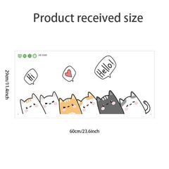 Modern Art Cartoon Six Cats Waterproof Sticker
