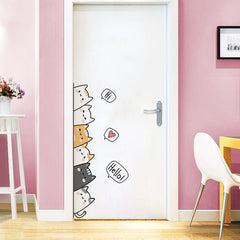 Modern Art Cartoon Six Cats Waterproof Sticker
