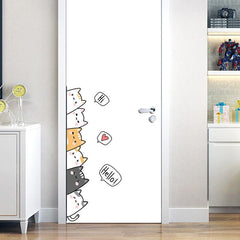 Modern Art Cartoon Six Cats Waterproof Sticker