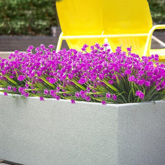 8 UV Resistant Light Purple Artificial Flower Shrubs Indoor Outdoor