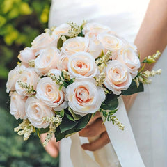 Champagne Artificial Roses Bridal Bouquet