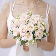 Champagne Artificial Roses Bridal Bouquet