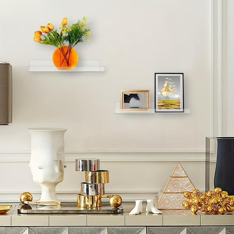Clear Acrylic Wall Shelves - Space-Saving Floating Shelves