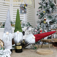 Christmas Faceless Old Man Wine Bottle Set Table Decor