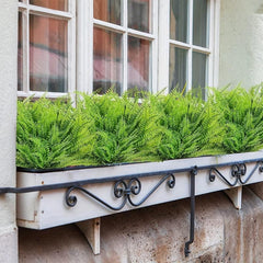 6pcs Artificial Green Plants UV Resistant Plastic Shrubs Outdoor Indoor Decor