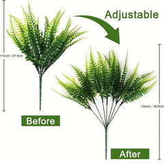 6pcs Artificial Green Plants UV Resistant Plastic Shrubs Outdoor Indoor Decor