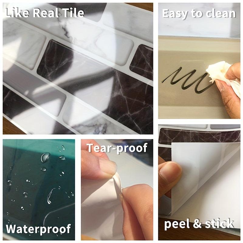 48pcs Waterproof Tile Sticker Peel And Stick Backsplash Self Adhesive