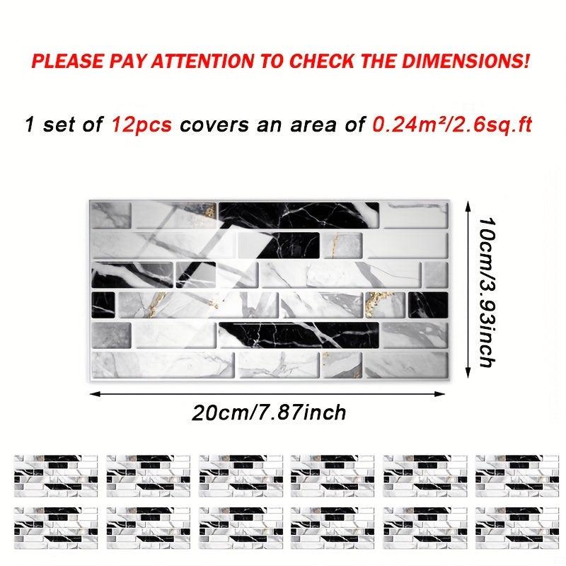 48pcs Waterproof Tile Sticker Peel And Stick Backsplash Self Adhesive