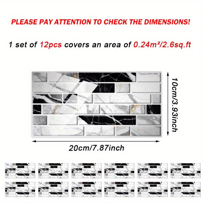 48pcs Waterproof Tile Sticker Peel And Stick Backsplash Self Adhesive