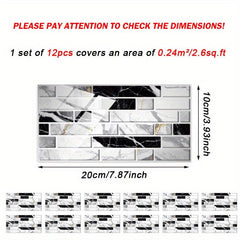 48pcs Waterproof Tile Sticker Peel And Stick Backsplash Self Adhesive