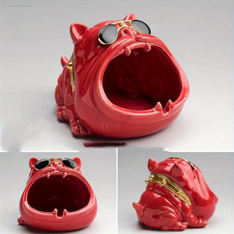 Ceramic Bulldog Ashtray for Office and Home Decor