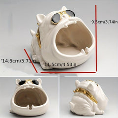 Ceramic Bulldog Ashtray for Office and Home Decor