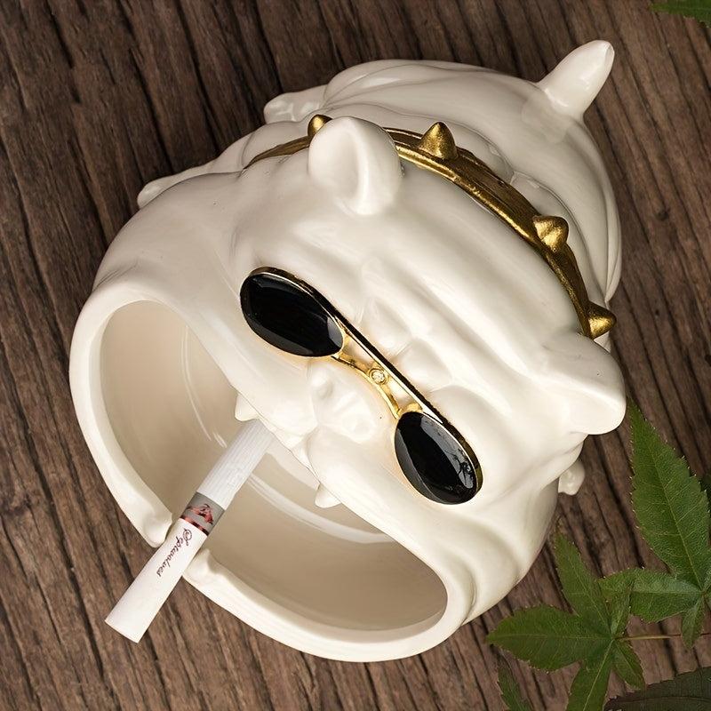 Ceramic Bulldog Ashtray for Office and Home Decor