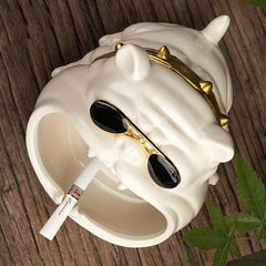 Ceramic Bulldog Ashtray for Office and Home Decor