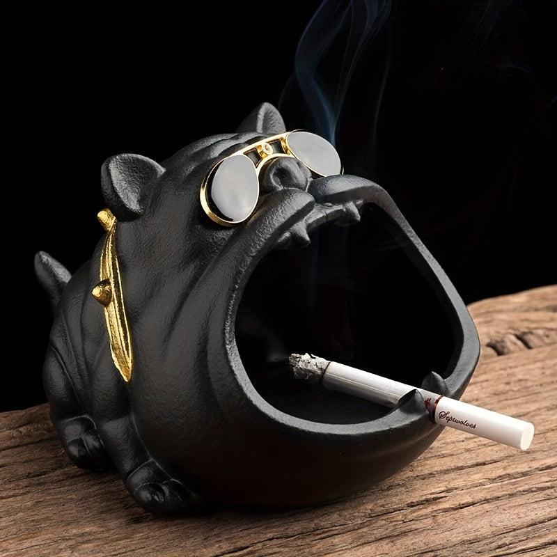 Ceramic Bulldog Ashtray for Office and Home Decor