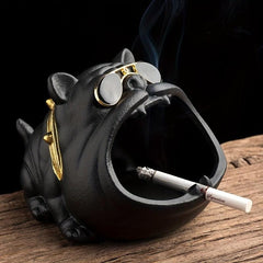 Ceramic Bulldog Ashtray for Office and Home Decor