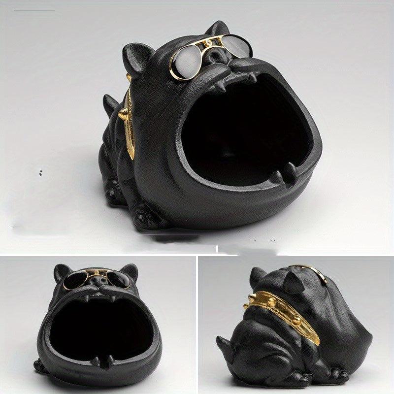 Ceramic Bulldog Ashtray for Office and Home Decor