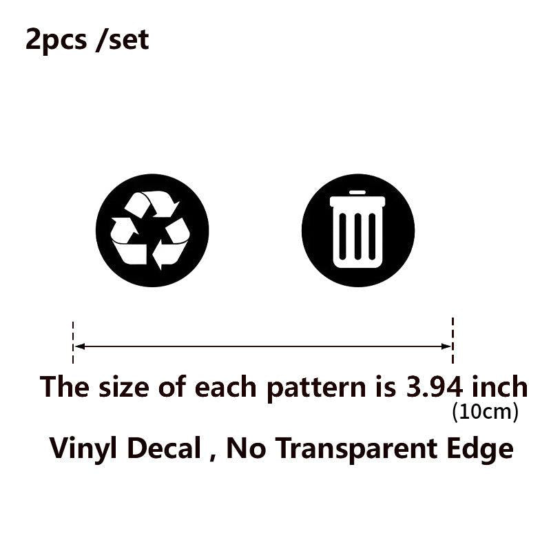 2pcs Trash Can Labels Vinyl Decals Removable Garbage Bin Label Stickers