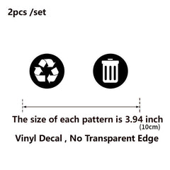 2pcs Trash Can Labels Vinyl Decals Removable Garbage Bin Label Stickers