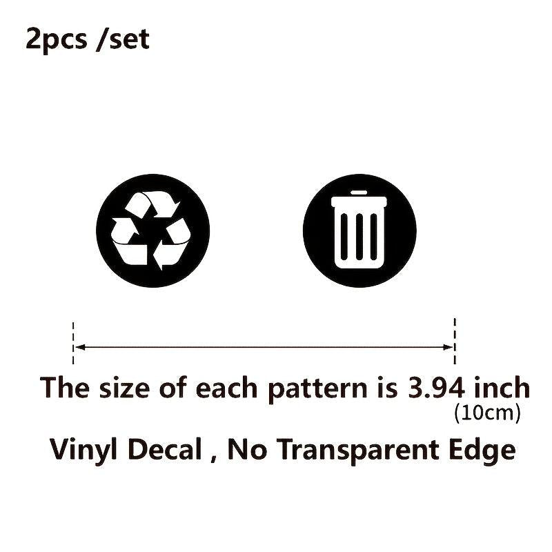 2pcs Trash Can Labels Vinyl Decals Removable Garbage Bin Label Stickers