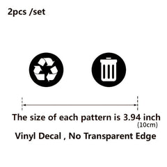 2pcs Trash Can Labels Vinyl Decals Removable Garbage Bin Label Stickers