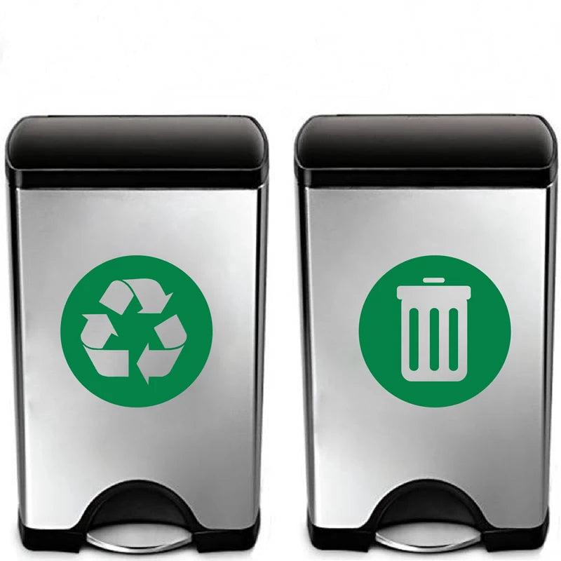 2pcs Trash Can Labels Vinyl Decals Removable Garbage Bin Label Stickers
