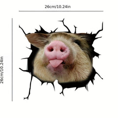 3D Funny Piggy Sticker Animal Crack Car Sticker Multiple Styles