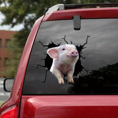3D Funny Piggy Sticker Animal Crack Car Sticker Multiple Styles