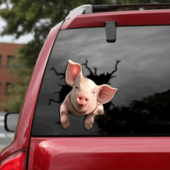 3D Funny Piggy Sticker Animal Crack Car Sticker Multiple Styles