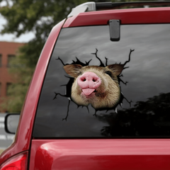 3D Funny Piggy Sticker Animal Crack Car Sticker Multiple Styles