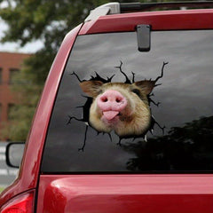 3D Funny Piggy Sticker Animal Crack Car Sticker Multiple Styles
