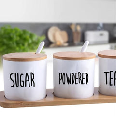 Set of Vinyl Kitchen Stickers - Sugar Coffee Tea Flour Brown Cup Sticker