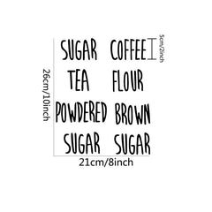 Set of Vinyl Kitchen Stickers - Sugar Coffee Tea Flour Brown Cup Sticker