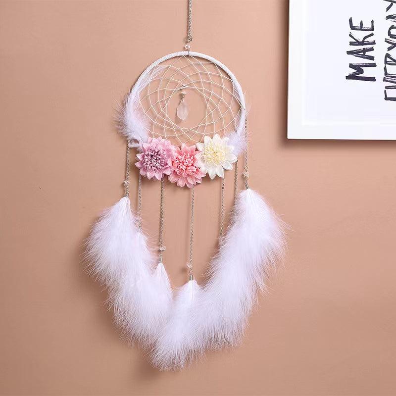 Flower Decor Dream Catcher Feather Wall Hanging Home Decor