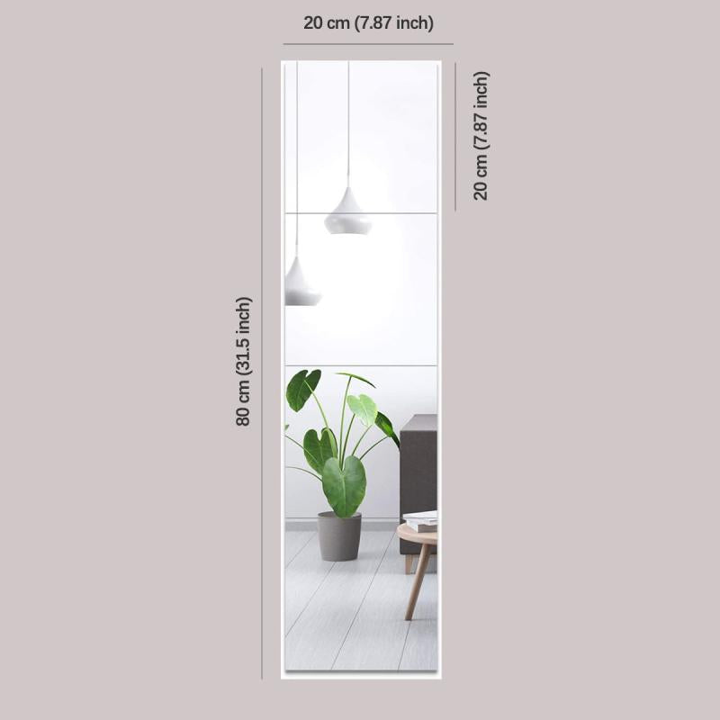 4pcs Frameless Wall Mirror Tiles Full Length Gym Mirrors