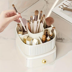 360 Rotating Makeup Organizer with Drawer - Countertop Cosmetic Storage Box