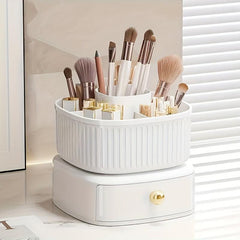 360 Rotating Makeup Organizer with Drawer - Countertop Cosmetic Storage Box