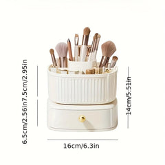 360 Rotating Makeup Organizer with Drawer - Countertop Cosmetic Storage Box