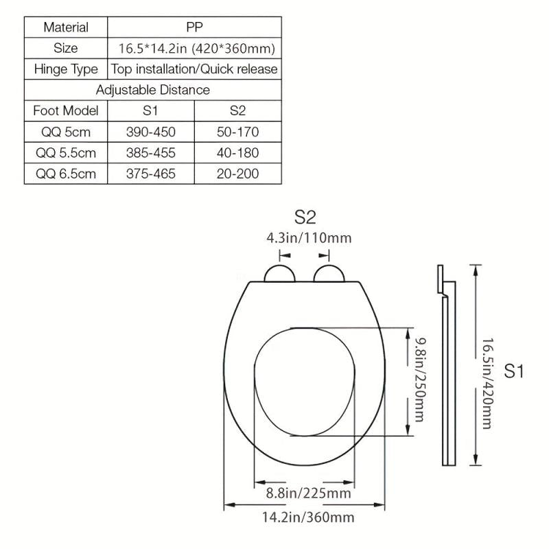 Round PP Toilet Seat Cover Silent Slow Down Quick Release