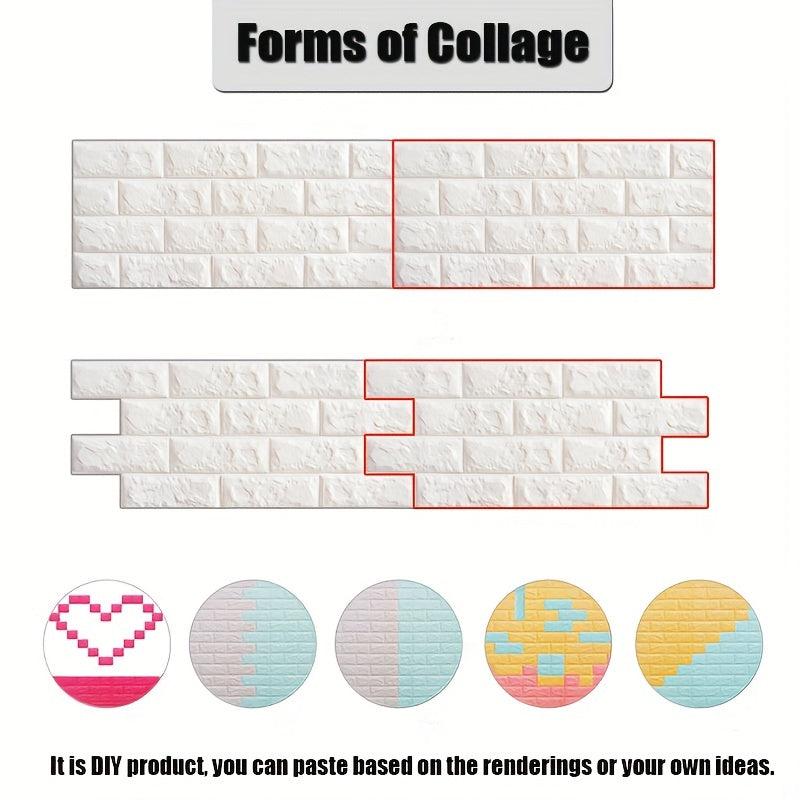 3D Wall Tile Sticker Foam Self Adhesive Waterproof Easy Clean Kitchen Decor