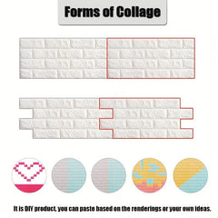 3D Wall Tile Sticker Foam Self Adhesive Waterproof Easy Clean Kitchen Decor
