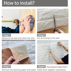 3D Wall Tile Sticker Foam Self Adhesive Waterproof Easy Clean Kitchen Decor