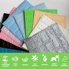 3D Wall Tile Sticker Foam Self Adhesive Waterproof Easy Clean Kitchen Decor