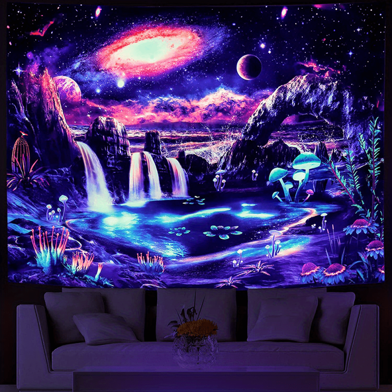 Blacklight Galaxy Planet Tapestry Wall Hanging For Party Background Wall Decor