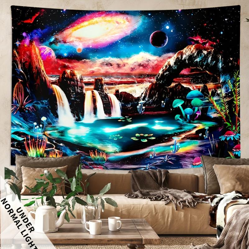 Blacklight Galaxy Planet Tapestry Wall Hanging For Party Background Wall Decor