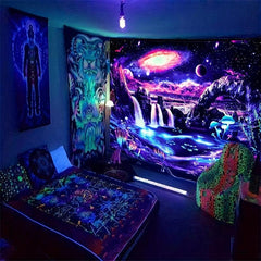 Blacklight Galaxy Planet Tapestry Wall Hanging For Party Background Wall Decor