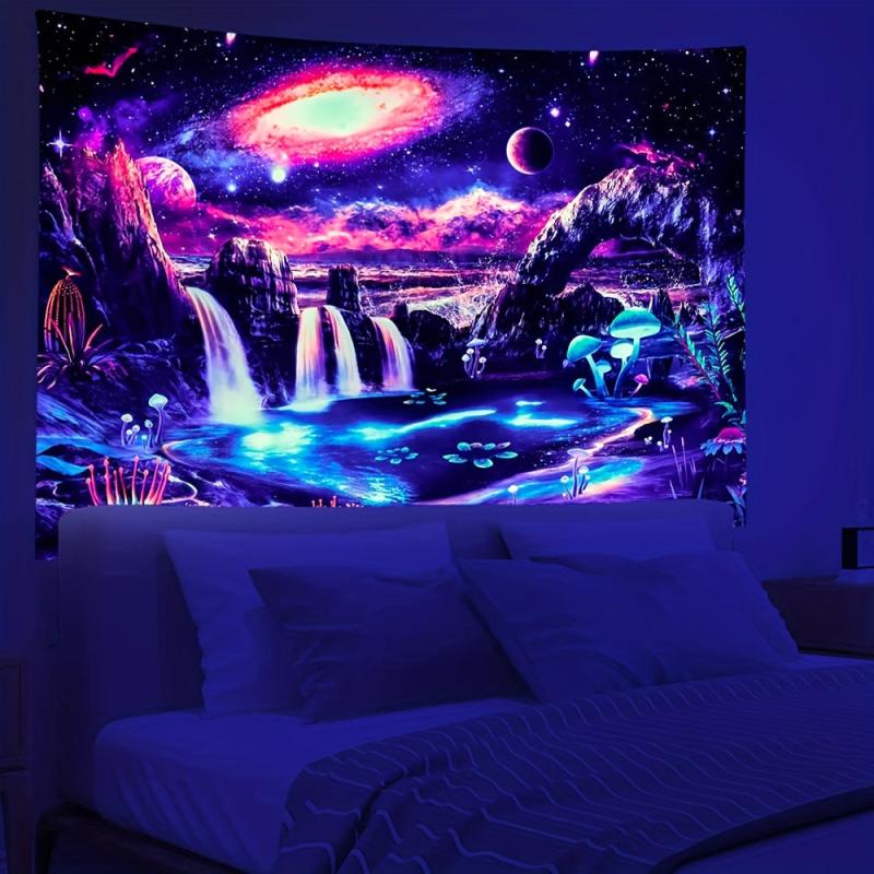 Blacklight Galaxy Planet Tapestry Wall Hanging For Party Background Wall Decor
