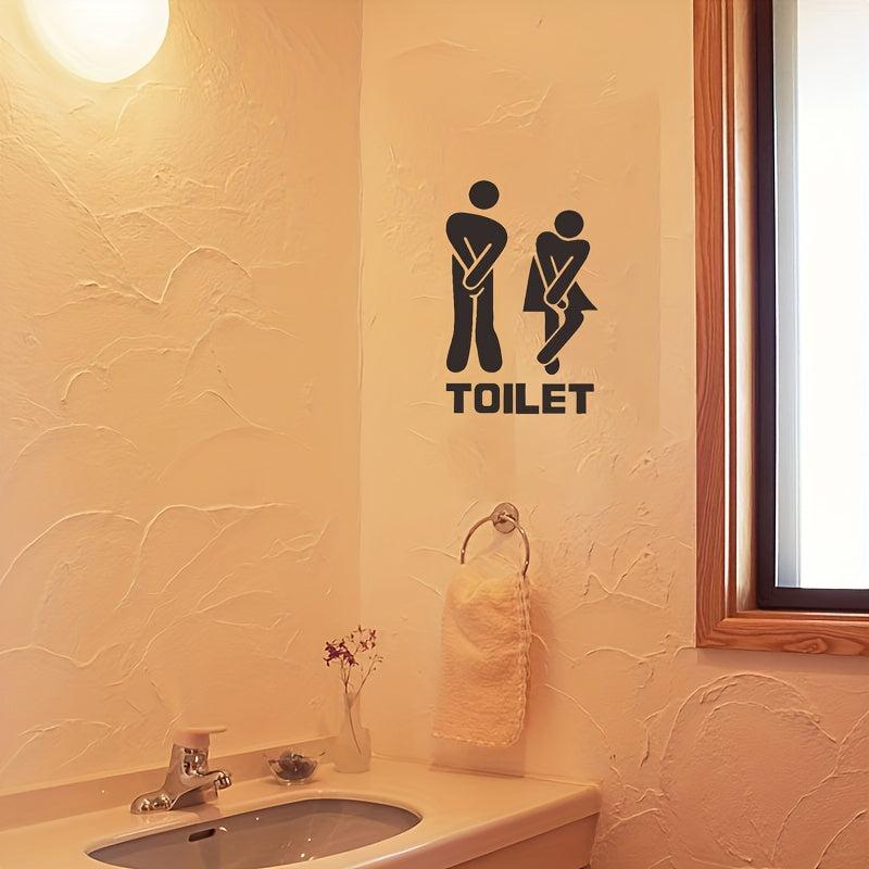Funny Toilet Entrance Sign Vinyl Sticker, Bathroom Door Decor 5x7 Inches