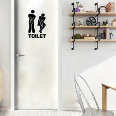 Funny Toilet Entrance Sign Vinyl Sticker, Bathroom Door Decor 5x7 Inches