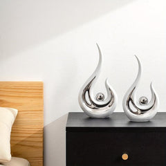 Modern Abstract Ceramic Statues Home Decor Golden Living Room Office Bedroom